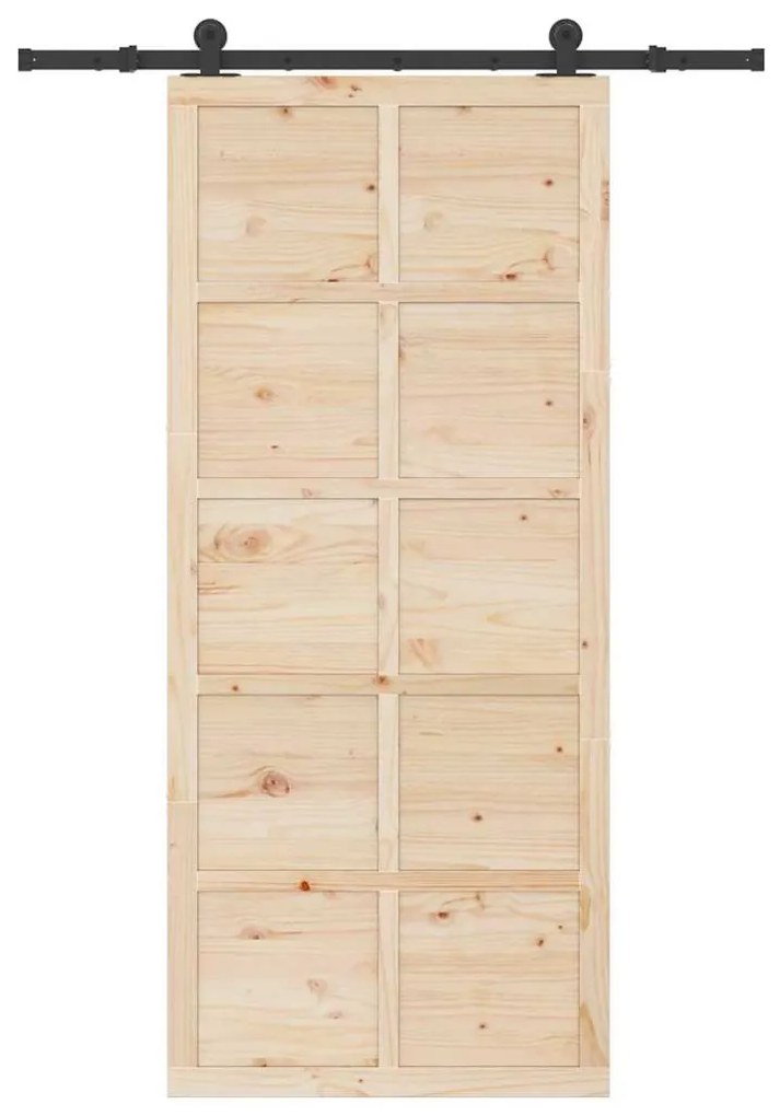 Porta Deslizante Castanho 80 x 208 cm Madeira de pinho maciça