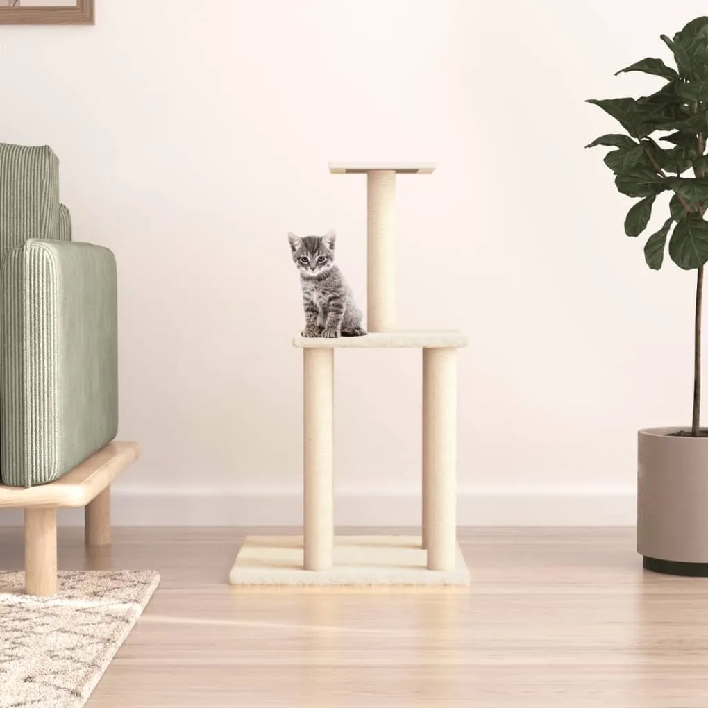 171738 vidaXL Árvore para gatos c/ postes arranhadores sisal 85,5 cm creme
