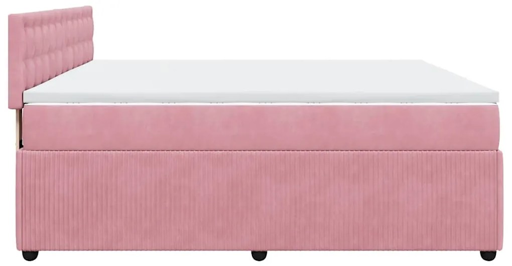 Cama com molas/colchão 200x200 cm veludo rosa