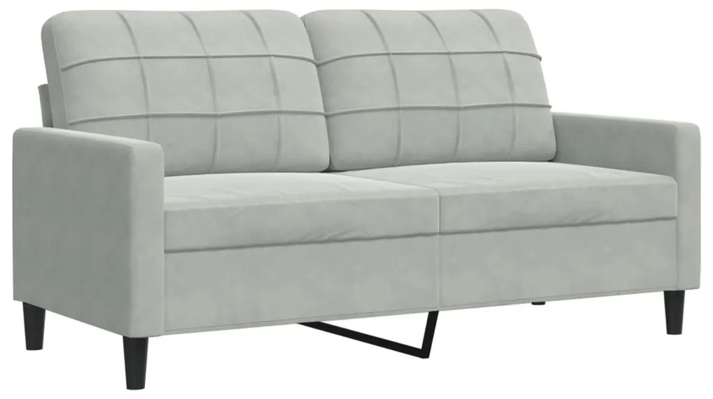 4 pcs conjunto de sofás com almofadões veludo cinzento-claro