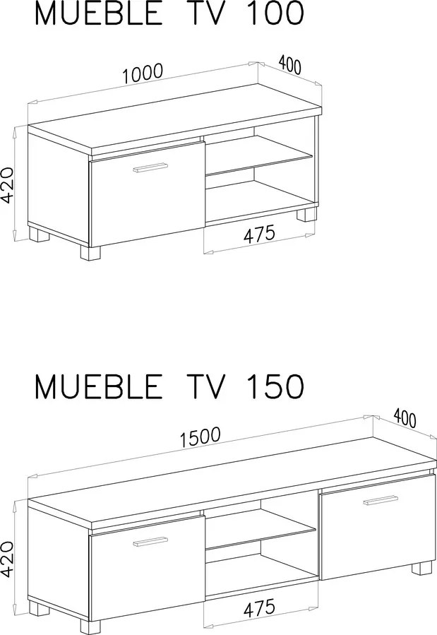 Móvel de  TV, cor Laca brilhante preto e branco, medidas: 100x40x42cm