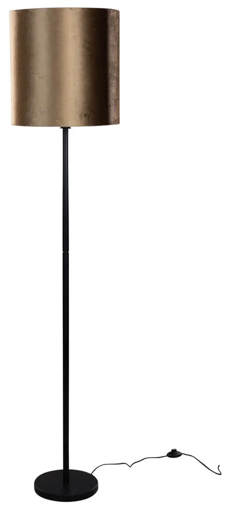 Candeeiro de Pé Preto com Abajur de Veludo Bronze 40cm - Simplo Clássico / Antigo,Moderno