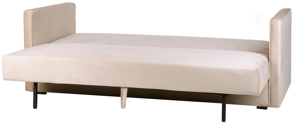 Sofá-cama de 3 lugares com arrumação em veludo creme EKSJO Beliani