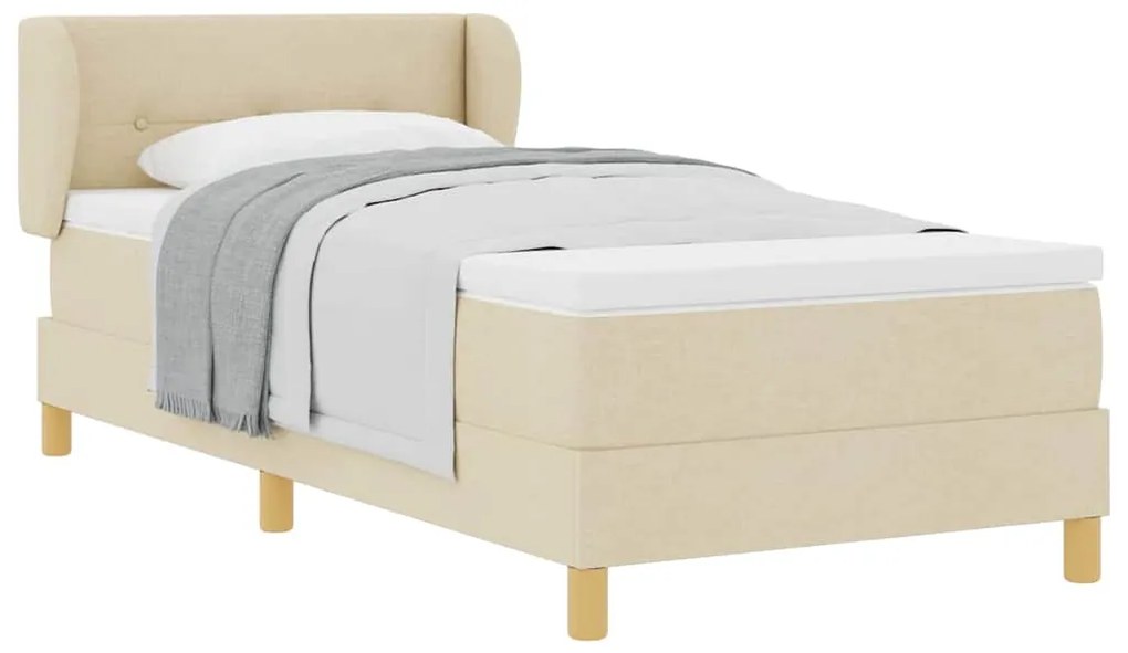 Cama Box Spring vidaXL com Colchão Creme 90x200 cm Tecido