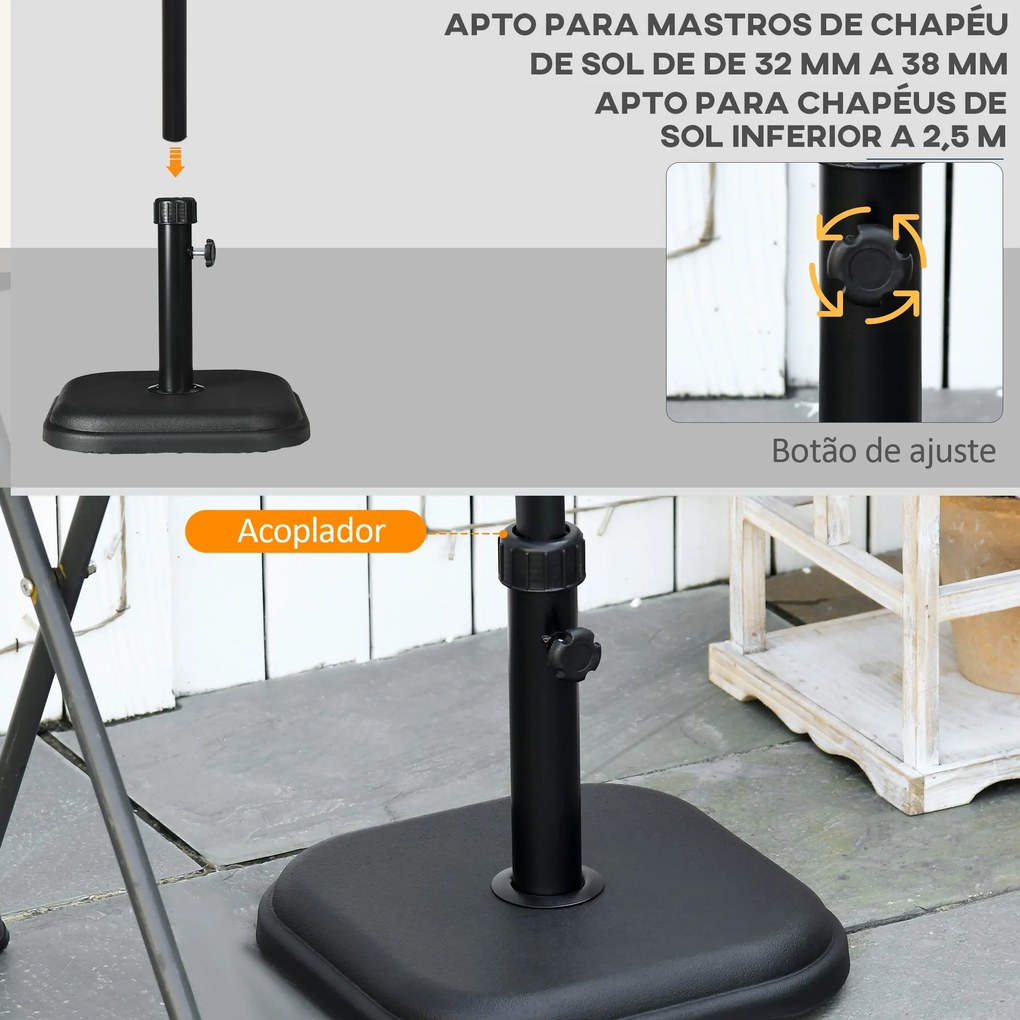 Base para Chapéu de Sol Sevilha – 11 kg – Cimento – Ø32-38 mm – Preto