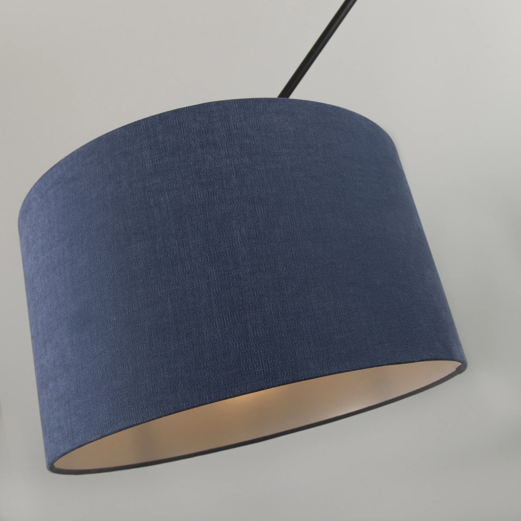 Candeeiro de suspensão preto com cúpula 35 cm azul ajustável - Blitz Moderno