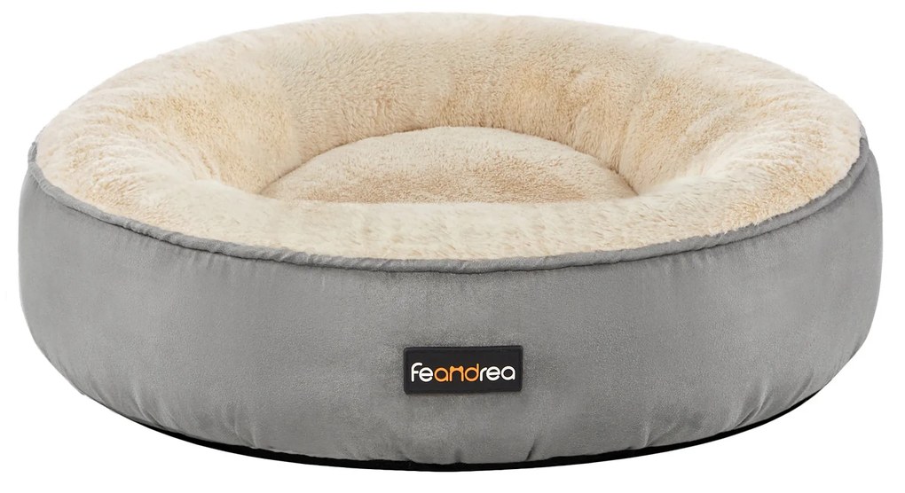 Cama redonda para animais com borda acolchoada para conforto | FEANDREA | 50 x 50 x 18 cm | cinzento | PGW050G01.