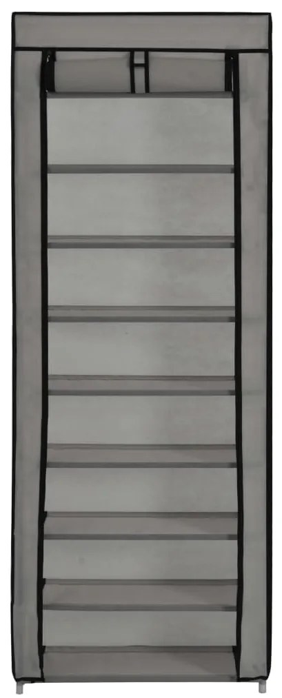 Sapateira com cobertura 57x29x162 cm tecido cinzento