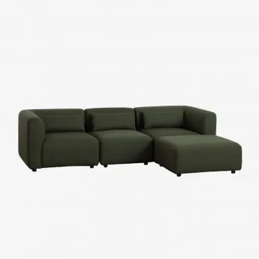 Sofá Modular De 3 Peças Com Puff Fogler Tecido Pele De Borrego Verde Sálvia - Sklum