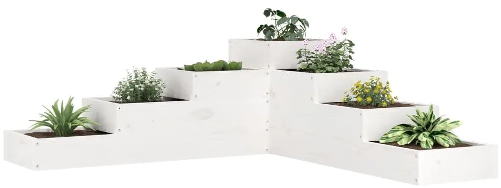 Floreira com 4 níveis 106x104,5x36 cm pinho maciço branco