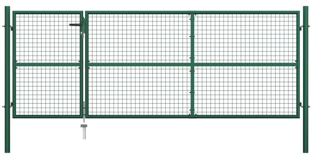 vidaXL Portão de jardim 350x125 cm aço verde