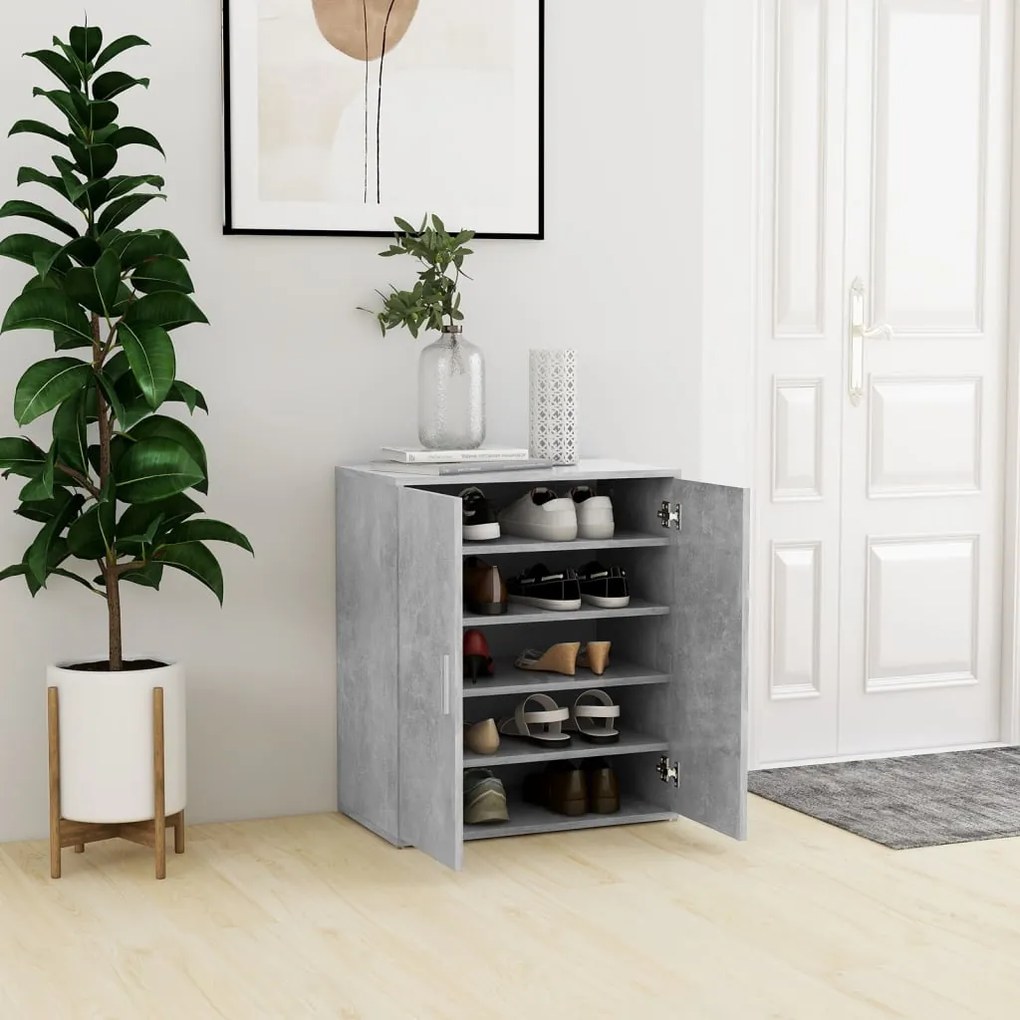 808922 vidaXL Armário para sapatos 60x35x70 cm contraplacado cinzento cimento