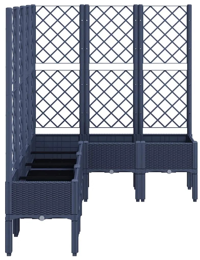 Vaso/floreira de jardim c/ treliça 160x120x142 cm PP cinzento azul
