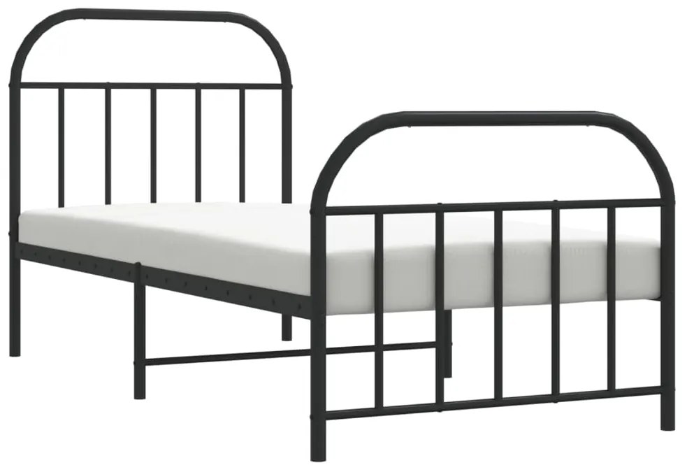 Estrutura de cama com cabeceira e pés 80x200 cm metal preto