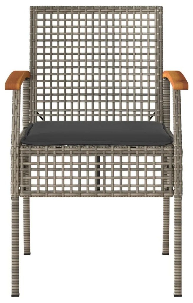 4 pcs conjunto lounge de jardim c/ almofadões vime PE cinzento
