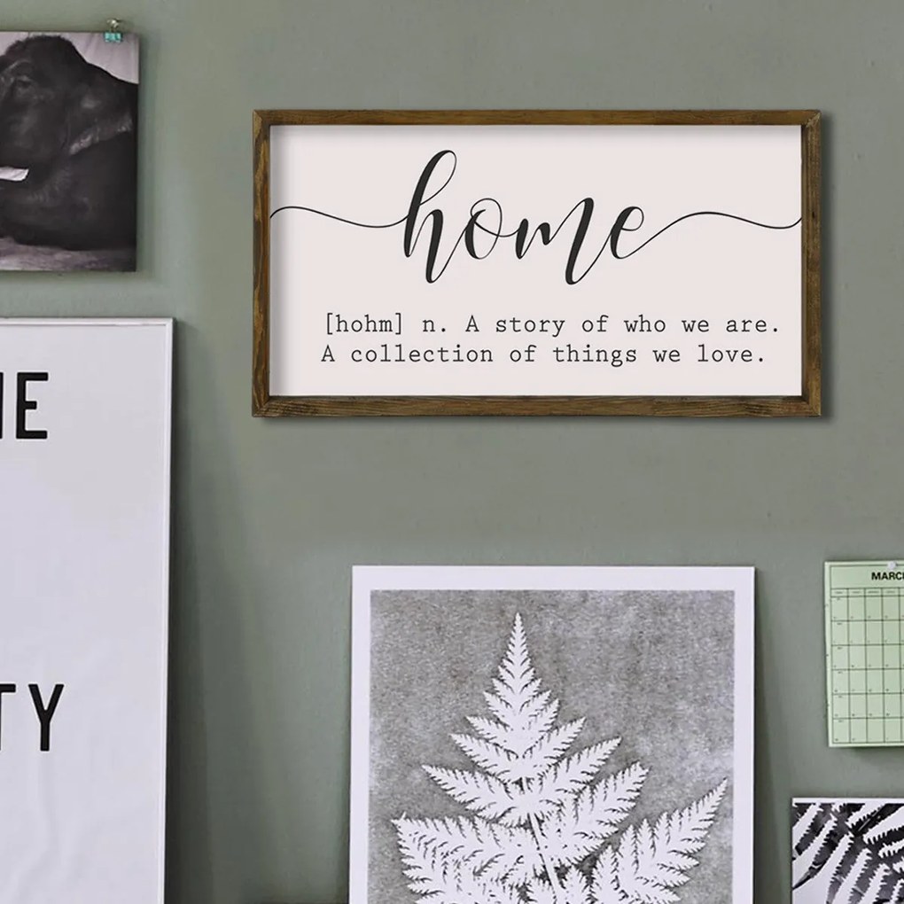 Quadro Decorativo em MDF KZM318 – Castanho, Branco, Preto – 25 x 50 cm