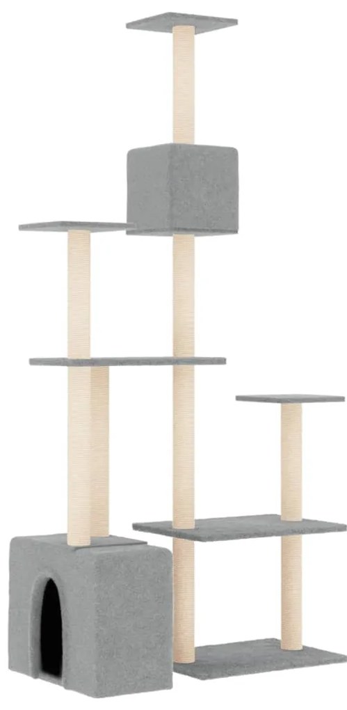 Árvore p/ gatos c/ postes arranhadores sisal 180 cm cinza-claro