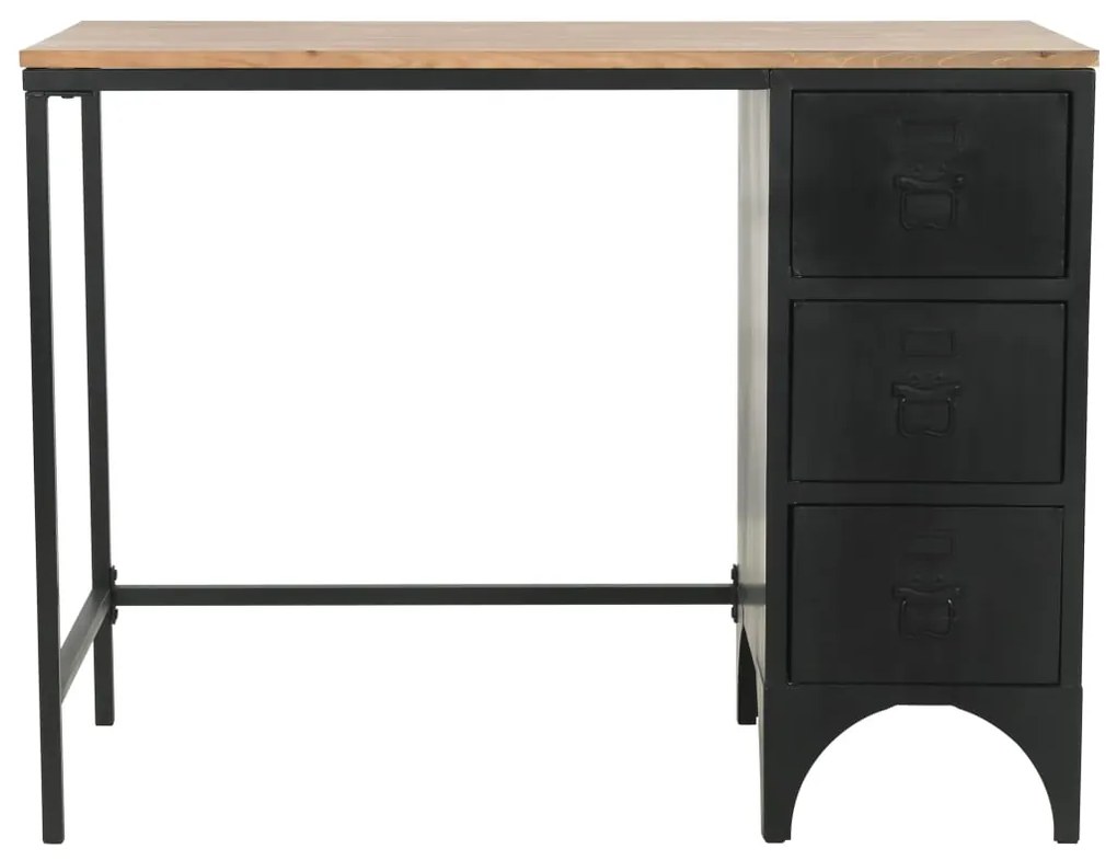 Secretária c/ um pedestal madeira abeto maciça aço 100x50x76cm
