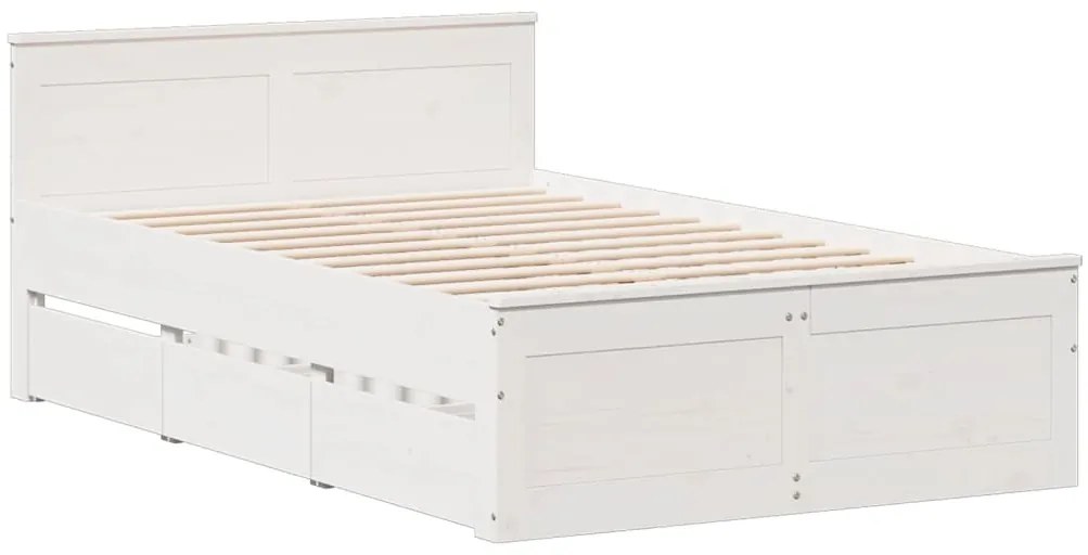Cama com estante sem colchão 135x190 cm pinho maciço branco