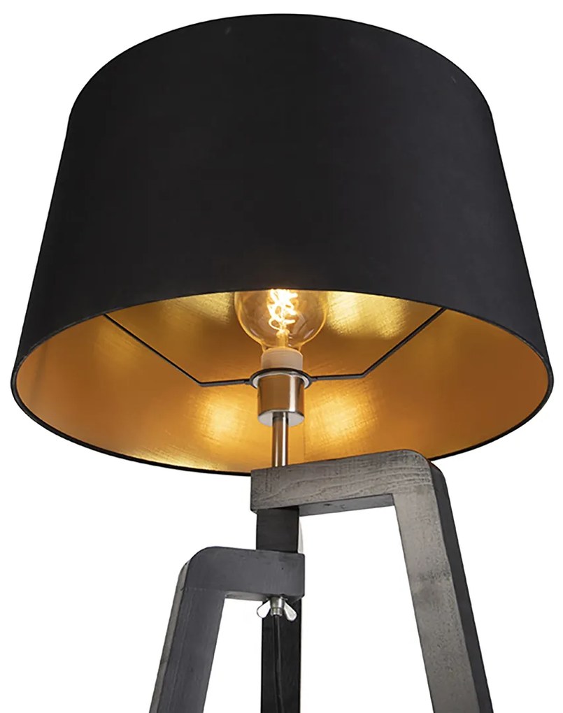LED Candeeiro de pé inteligente com cúpula preto com dourado 50 cm incl. Wifi A60 - Puros Country / Rústico