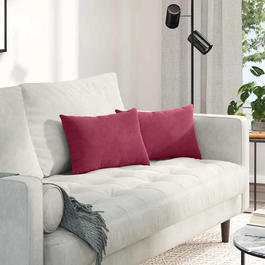 vidaXL Travesseiros de Sofá 2 pcs vermelho tinto 50 x 30 cm