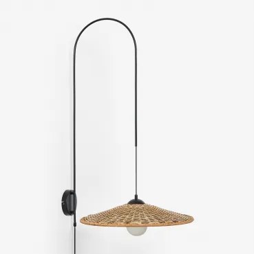 Luminária De Parede Sopant Em Ferro E Rattan Sintético Preto & ↑100 Cm - Sklum