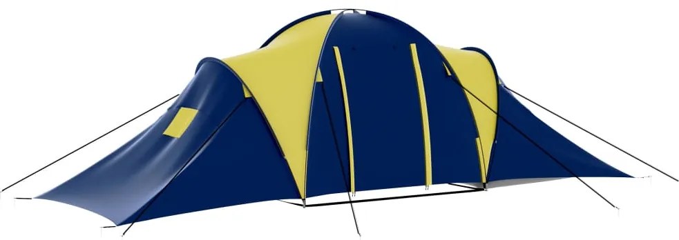 Tenda de campismo 9 pessoas tecido azul e amarelo