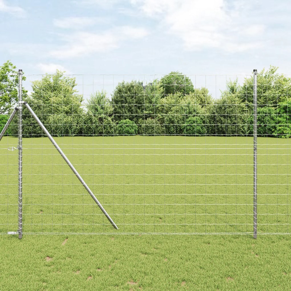 Cerca Euro com 7 Postes 1.6x10 m Aço Galvanizado