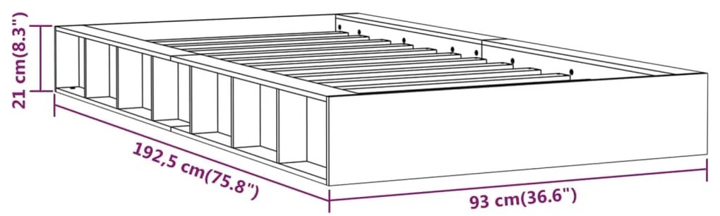 Estrutura cama peque solteiro 75x190cm madeira maciça cinzento