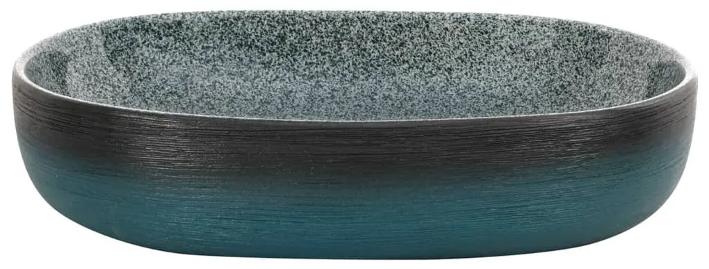 Lavatório de bancada oval 59x40x14 cm cerâmica turquesa