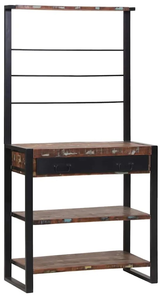 Suporte de Cozinha Multicolorido 80x40x160 cm Madeira Reclamada Sólida
