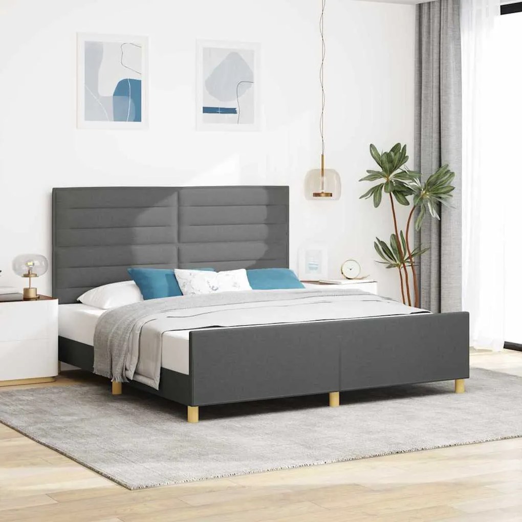 Cama vidaXL Cinza Escuro 180x200 cm Tecido
