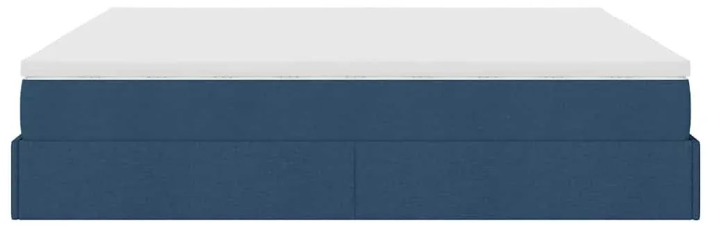 Estrutura de cama otomana com colchão 160x200 cm tecido azul