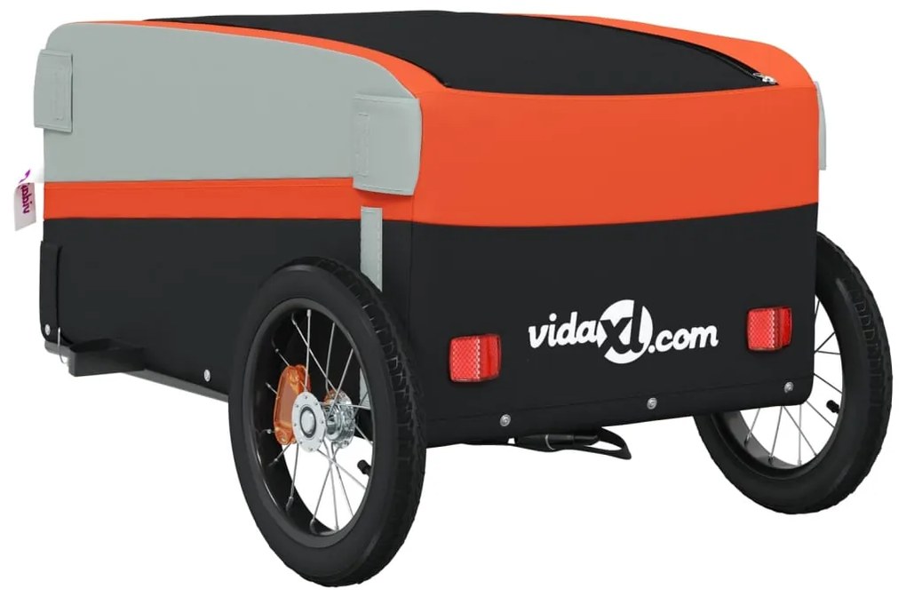 Reboque para bicicleta 30 kg ferro preto e laranja