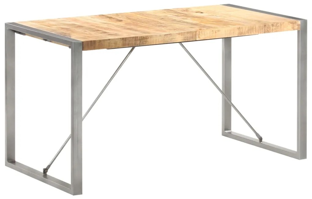 vidaXL Mesa de jantar 140x70x75 cm madeira de mangueira maciça áspera