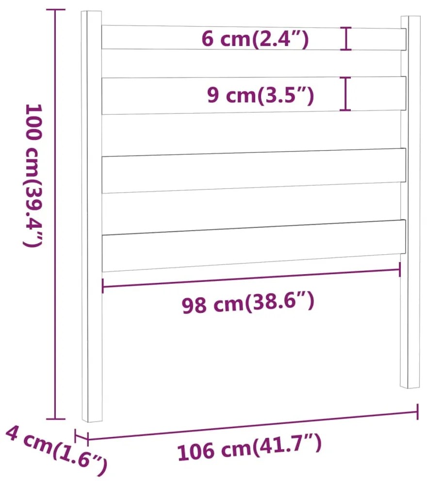 Cabeceira de cama 106x4x100 cm pinho maciço branco