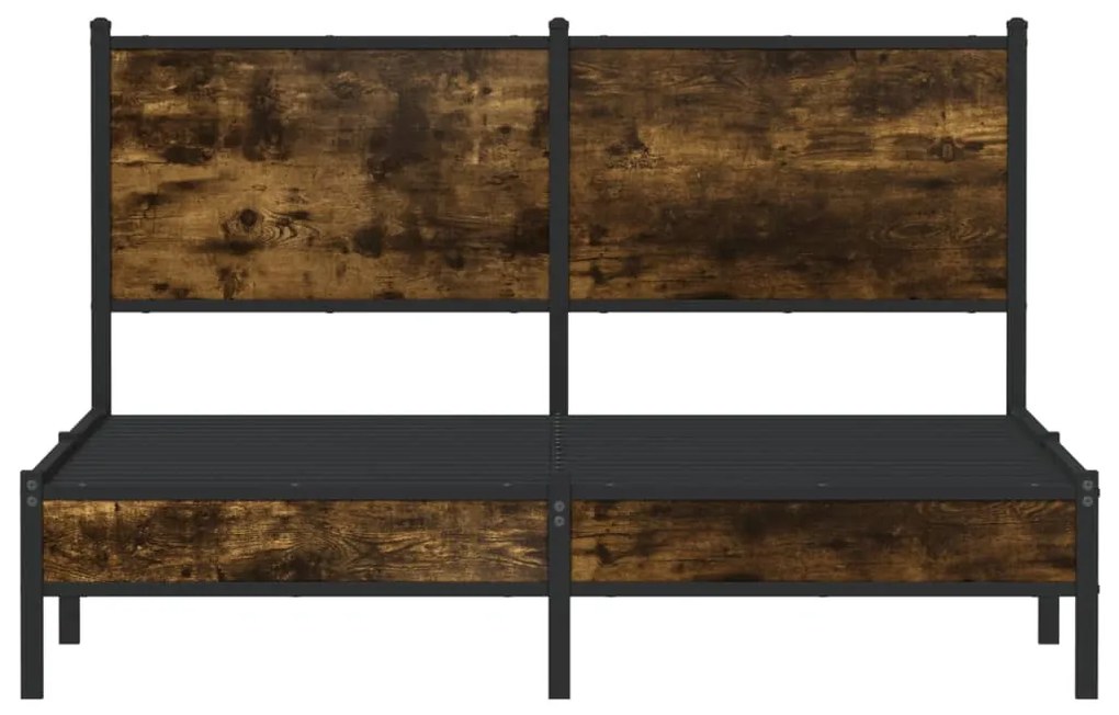 Estrutura de cama sem colchão 140x200 cm metal carvalho fumado