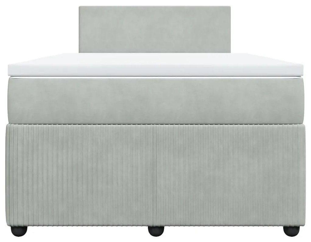 Cama boxspring com colchão 120x190 cm veludo cinzento-claro