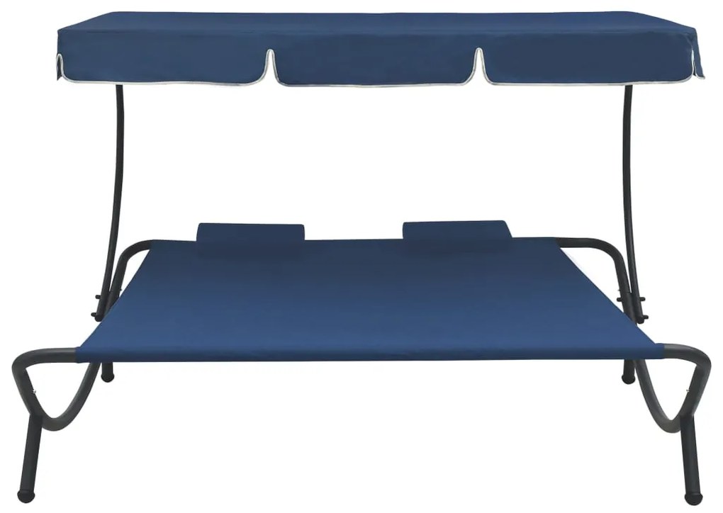 Espreguiçadeira com toldo e almofadas azul