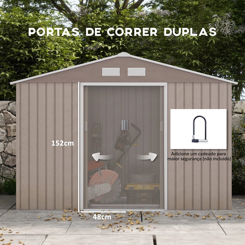 Abrigo de Jardim Metálico Modello LegnoMax – 4,9 m², 277x195x192 cm, P