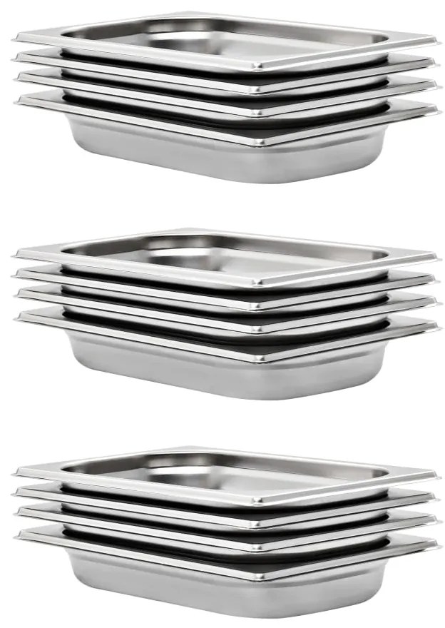 50900 vidaXL Recipientes gastronorm 12 pcs GN 1/4 40 mm aço inoxidável