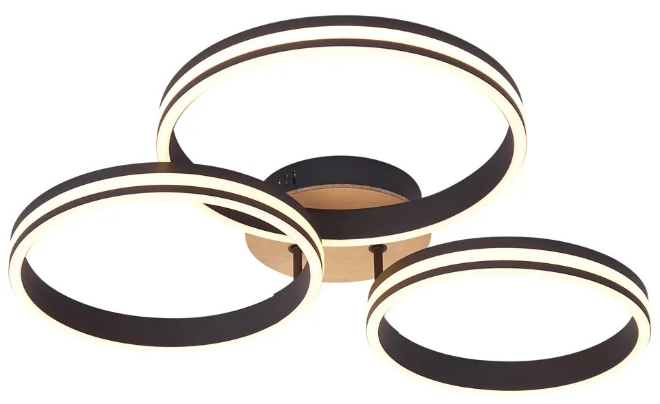 Plafon em madeira com LED regulável em 3 níveis 3 luzes - Navara