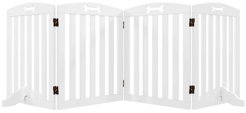 PawHut Barreira de Segurança para Cães Pequenos e Médios 207,5x30x61 cm Dobrável com Pés Amovíveis para Escada Corredor Branco