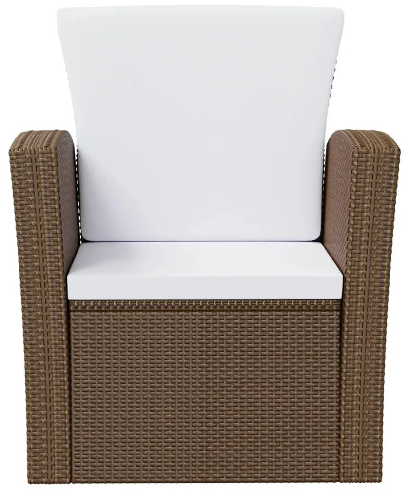 8 pcs conjunto lounge jardim c/ almofadões vime PE castanho