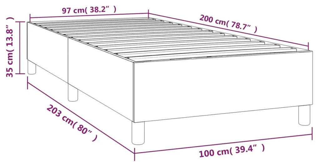 Estrutura de cama com molas 100x200 cm veludo verde-escuro