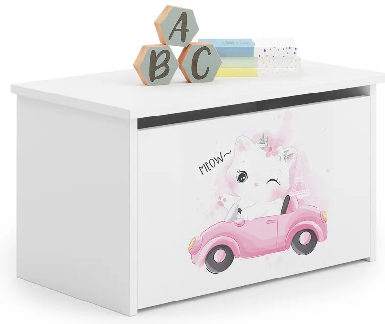 Caixa de brinquedos branca Daria - gato
