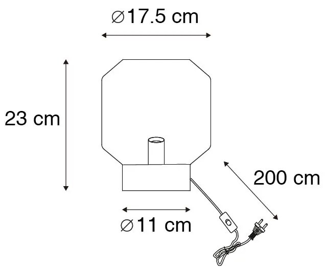 Candeeiro de mesa moderno dourado/latão com vidro fumê - Stiklo Moderno