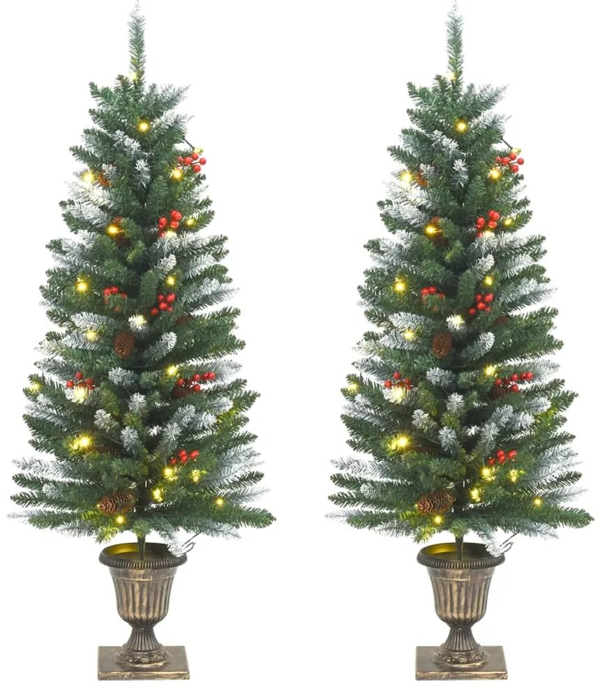 357771 vidaXL Árvores de Natal artificiais 2 pcs 100 LEDs 120 cm verde/branco