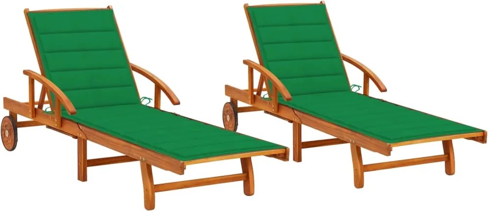 Espreguiçadeiras com almofadões 2 pcs madeira de acácia maciça