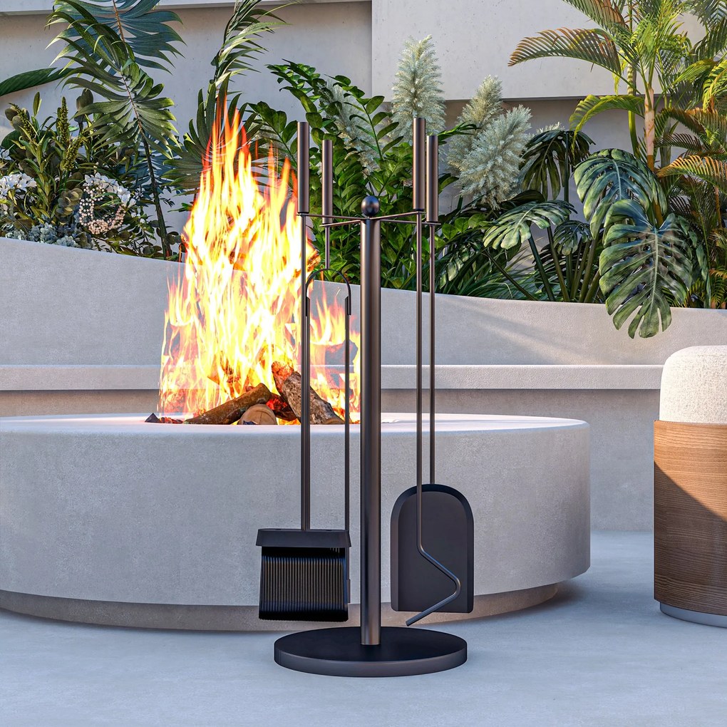 Conjunto de Ferramentas para Lareira em Metal – Ø25x54 cm | 5 Peças co